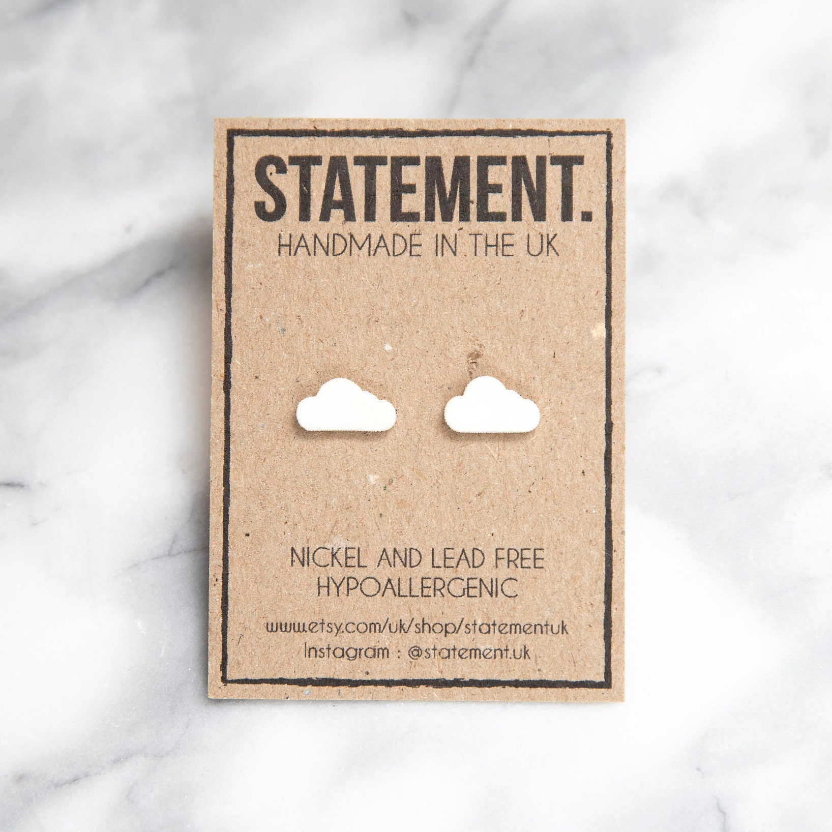 Weiße Wolkenförmige | Wetter/Himmel Niedliche Ohrstecker - 1 Paar von BinkiAccessoriesUK