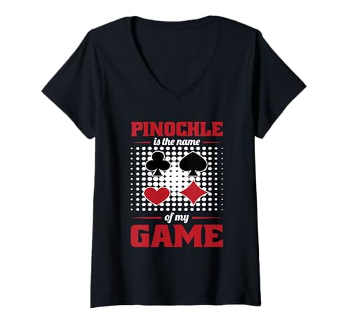 Damen Pinochle Kartenspiel Benoggel Und Binokel Design Spieleabend T-Shirt mit V-Ausschnitt von Binokel Trick Taking Und Melding Kartenspiel