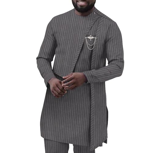 Afrikanischer Anzug für Herren, traditioneller Dashiki-Streifenblazer und Hose, 2-teiliges Set, Businesskleid, Anzug, Party, Hochzeit, Abend, 5, 3XL Afrikanischer Anzug für Herren, traditioneller Dashiki-Streifenblazer und Hose, 2-teiliges Set, Businesskleid, Anzug, Party, Hochzeit, Abend, 5, 3XL von BintaRealWax