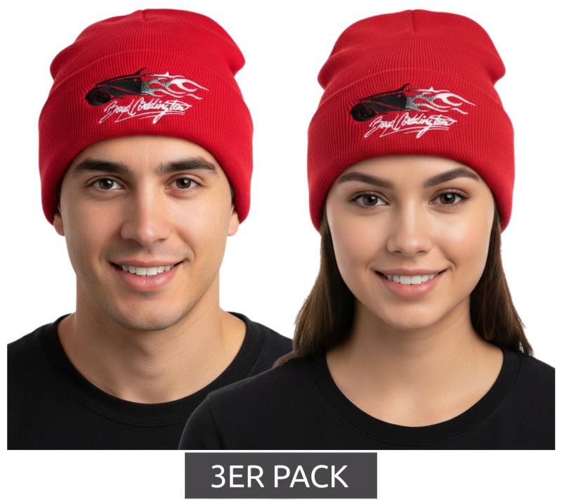 3er Pack Boyd Coddington Beanie kuschelige Mütze Winter-Mütze Fan-Artikel 4402BYD Rot von Bio-Domes Headgear