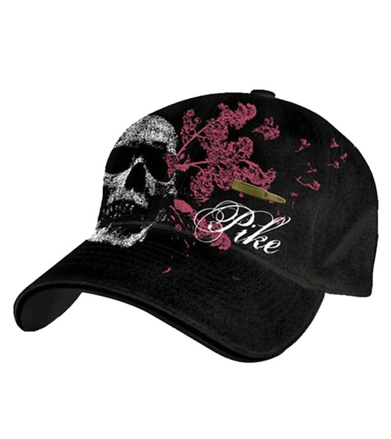 Pike Apparel Unisex Trucker-Cap aus dem Rock-Bereich Base-Cap mit Totenkopf und Patronen-Applikation TC109526PIK Schwarz von Bio-Domes Headgear