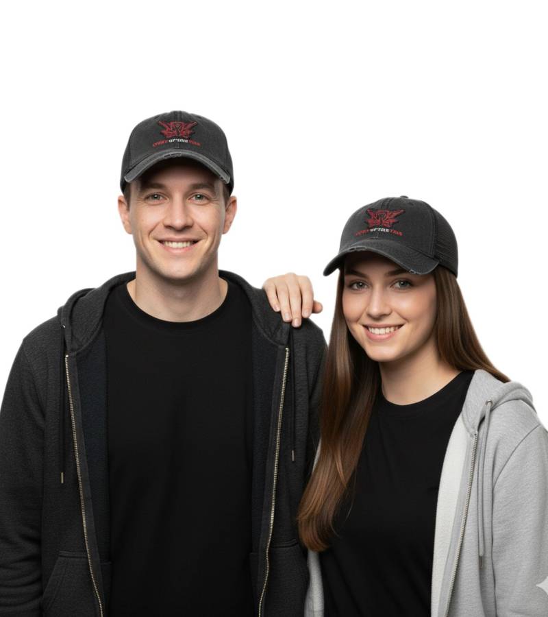 "STORY OF THE YEAR" Unisex Cap Baumwoll-Cap mit Mesh-Einsatz im klassischen Schnitt mit leicht gebogenen Schnitt Grau/Rosa von Bio-Domes Headgear