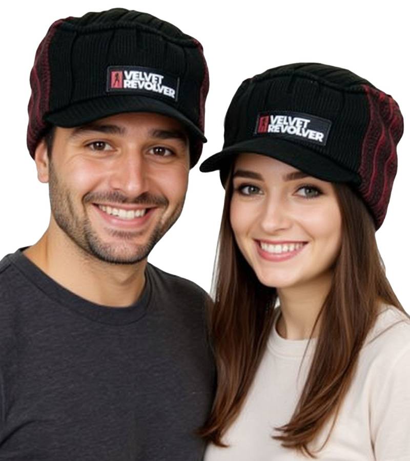 Velvet Revolver Unisex Schirm-Beanie mit Schriftzug Beanie Freizeit-Mütze KC101466VLR Schwarz/Rot von Bio-Domes Headgear