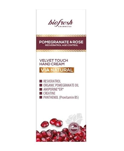 Biofresh cosmetics Via Natural handcreme für sehr trockene hände mit granatapfel und rosenwasser, resveratrol, panthenol, hautpflege für herren und damen, skincare 50ml von biofresh cosmetics