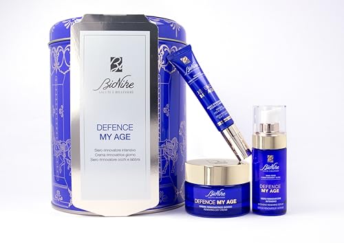 BioNike Geschenkset für Damen, Anti-Age Defence My Age – Intensives Gesichtsserum 30 ml, Tages-Erneuerungscreme 50 ml, Augen- und Lippenserum 15 ml für reife Haut von BioNike