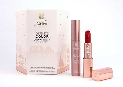 BioNike Geschenkset für Damen Defence Color – Creamy Velvet Lippenstift Ultra Comfort Nr. 110 Rouge 3,5 ml und Mascara Extra Volume Schwarz, 11 ml von Bionike