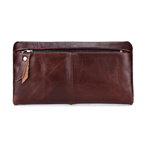 BioPLj Retro-Herren-Geldbörse: Business-Casual-Clutch mit Mehreren Kartenfächern, langes Design, echtes Leder von BioPLj