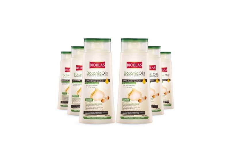 Bioblas Haarshampoo Bioblas, Knoblauch-Shampoo, geruchlos, gegen Haarausfall, 360ml, 6-tlg. von Bioblas