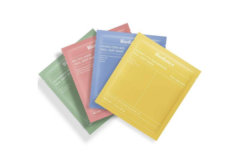 Biodance Gesichtsmaske Real Deep Mask Collection – 4-teiliges K-Beauty Sheet-Masken-Set mit Bio Collagen, Hydro Cera-Nol, Radiant Vita Niacinamide & Refreshing, Sea Kelp – Feuchtigkeit, Straffung & Glow für alle Hauttypen von Biodance