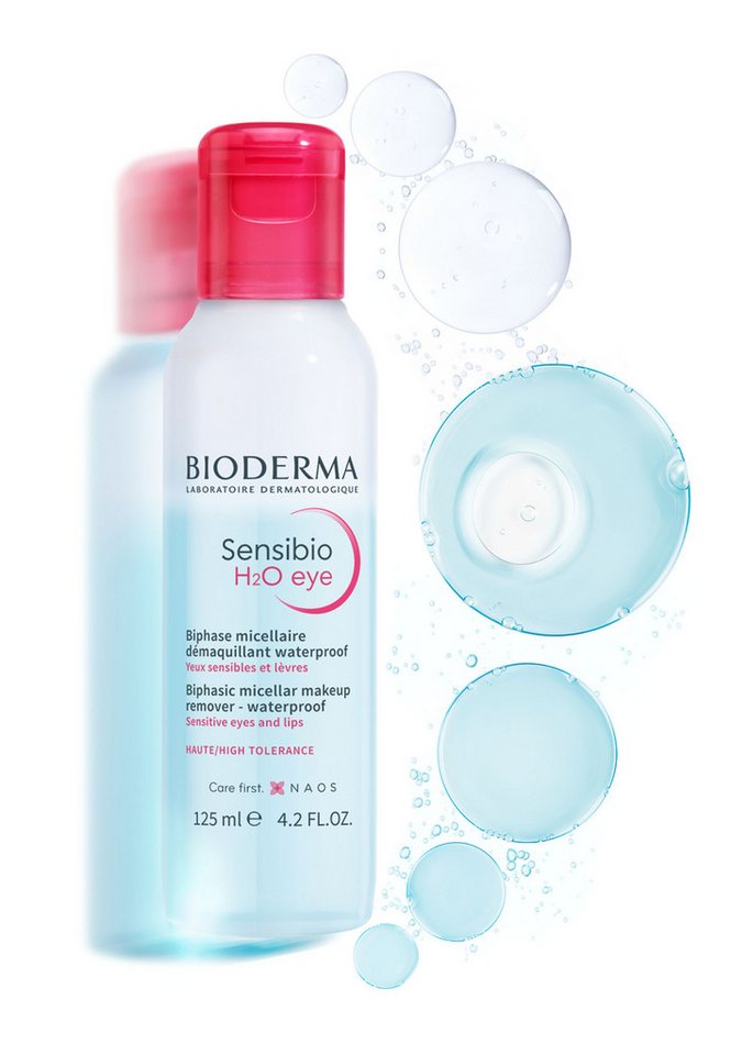 Bioderma Make-up-Entferner Sensibio H2O eye, entfernt wasserfestes Augen- und Lippen-Make-up von Bioderma