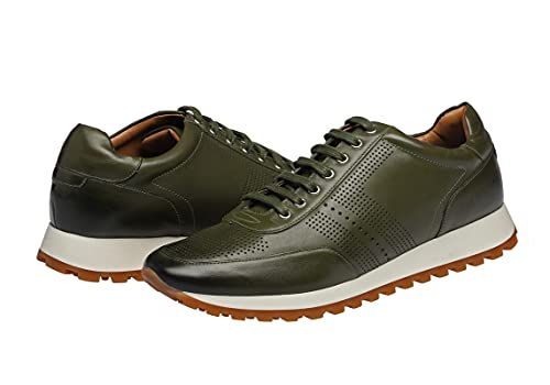 Elegante Herren Business Leder-Sneaker in grün | hochwertiges Herrenschuhe im Running Shoe-Look | optimale Dämpfung, besonders leicht (Numeric_41) von Bioflex