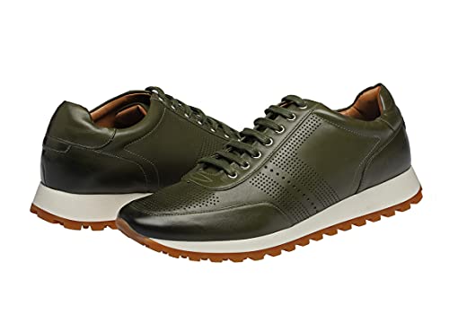 Elegante Herren Business Leder-Sneaker in grün | hochwertiges Herrenschuhe im Running Shoe-Look | optimale Dämpfung, besonders leicht (Numeric_46) von Bioflex