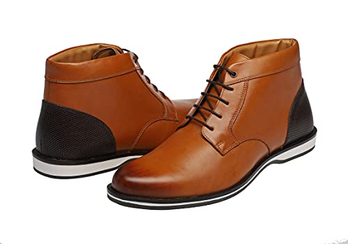 Elegante Herren Leder Desert Boots in cognac I Stiefel für Männer I Männer Stieffeleten I Chelsea Lederstiefel I Men boots leather I (numeric_42) von Bioflex