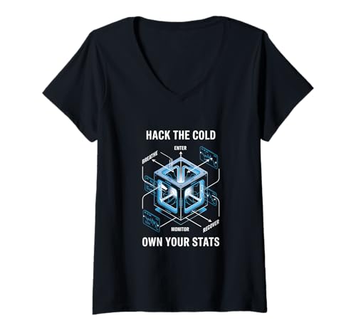 Damen Cold Plunge Biohacker Wellness Kältetherapie Eisbad Gesundheit T-Shirt mit V-Ausschnitt Damen Cold Plunge Biohacker Wellness Kältetherapie Eisbad Gesundheit T-Shirt mit V-Ausschnitt von Biohacker Ice Gear for Recovery and Mental Upgrade