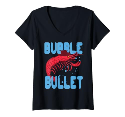 Damen Bubble Bullet Witziger Knallkrebs Spruch für Fans T-Shirt mit V-Ausschnitt von Biologie-Freunde Und Schräge Meerestiere