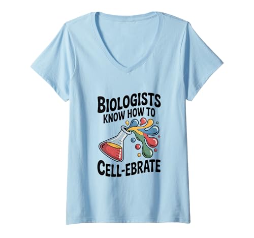 Damen Biologen wissen, wie Man den Humor der Wissenschaft erbraten kann T-Shirt mit V-Ausschnitt Damen Biologen wissen, wie Man den Humor der Wissenschaft erbraten kann T-Shirt mit V-Ausschnitt von Biologists Know How to Cell-ebrate Science Humor