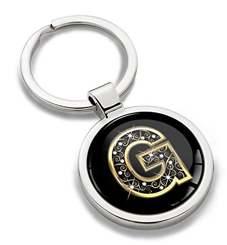 Biomar Labs® Schlüsselanhänger Buchstabe Metall Keyring Buchstaben Initialen Alphabet Autoschlüssel Geschenk Metall-Schlüsselanhänger Schlüsselbund Edelstahl Gold G, KK 59 von Biomar Labs