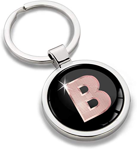 Biomar Labs® Schlüsselanhänger Buchstabe Metall Keyring Buchstaben Initialen Alphabet Autoschlüssel Geschenk Metall-Schlüsselanhänger Schlüsselbund Edelstahl Rose Gold B, KK 28 von Biomar Labs