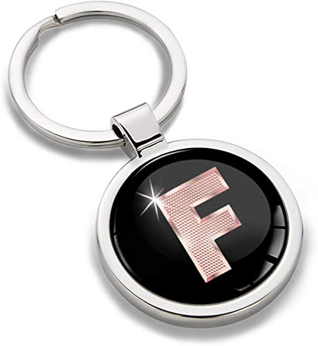 Biomar Labs® Schlüsselanhänger Buchstabe Metall Keyring Buchstaben Initialen Alphabet Autoschlüssel Geschenk Metall-Schlüsselanhänger Schlüsselbund Edelstahl Rose Gold F, KK 32 von Biomar Labs