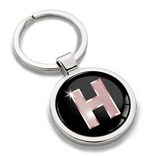 Biomar Labs® Schlüsselanhänger Buchstabe Metall Keyring Buchstaben Initialen Alphabet Autoschlüssel Geschenk Metall-Schlüsselanhänger Schlüsselbund Edelstahl Rose Gold H, KK 34 von Biomar Labs