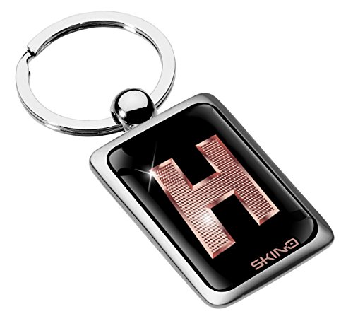 Biomar Labs® Schlüsselanhänger Buchstabe Metall Keyring Buchstaben Initialen Alphabet Autoschlüssel Geschenk Metall-Schlüsselanhänger Schlüsselbund Edelstahl Rose Gold H von Biomar Labs