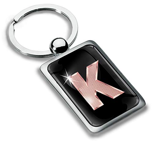 Biomar Labs® Schlüsselanhänger Buchstabe Metall Keyring Buchstaben Initialen Alphabet Autoschlüssel Geschenk Metall-Schlüsselanhänger Schlüsselbund Edelstahl Rose Gold K von Biomar Labs