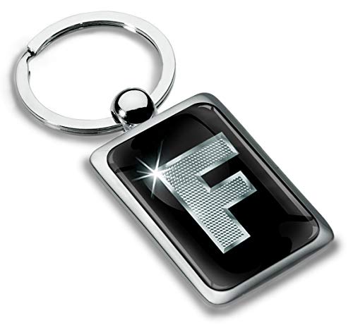 Biomar Labs® Schlüsselanhänger Buchstabe Metall Keyring Buchstaben Initialen Alphabet Autoschlüssel Geschenk Metall-Schlüsselanhänger Schlüsselbund Edelstahl Silber F, KK 84 von Biomar Labs