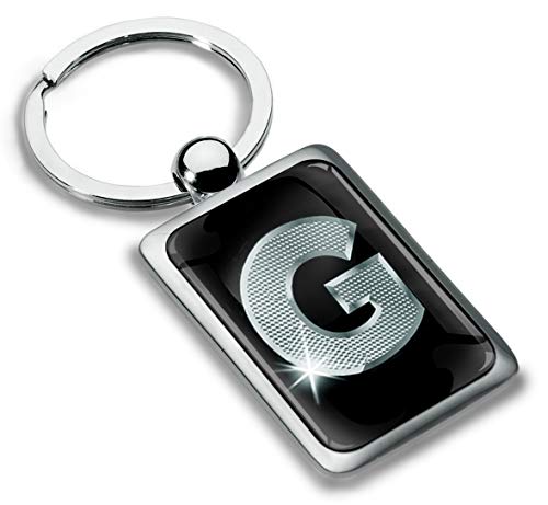 Biomar Labs® Schlüsselanhänger Buchstabe Metall Keyring Buchstaben Initialen Alphabet Autoschlüssel Geschenk Metall-Schlüsselanhänger Schlüsselbund Edelstahl Silber G, KK 85 von Biomar Labs