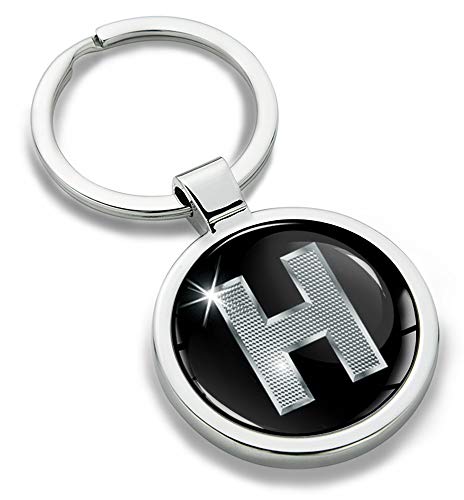 Biomar Labs® Schlüsselanhänger Buchstabe Metall Keyring Buchstaben Initialen Alphabet Autoschlüssel Geschenk Metall-Schlüsselanhänger Schlüsselbund Edelstahl Silber H, KK 8 von Biomar Labs