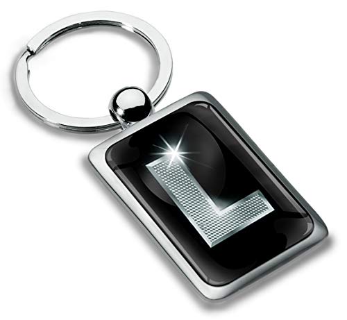 Biomar Labs® Schlüsselanhänger Buchstabe Metall Keyring Buchstaben Initialen Alphabet Autoschlüssel Geschenk Metall-Schlüsselanhänger Schlüsselbund Edelstahl Silber L, KK 90 von Biomar Labs