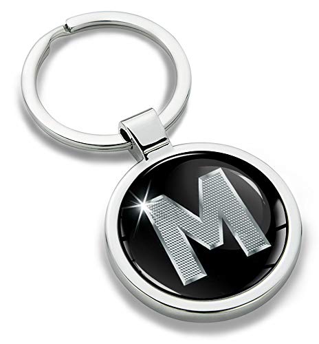 Biomar Labs® Schlüsselanhänger Buchstabe Metall Keyring Buchstaben Initialen Alphabet Autoschlüssel Geschenk Metall-Schlüsselanhänger Schlüsselbund Edelstahl Silber M, KK 13 von Biomar Labs