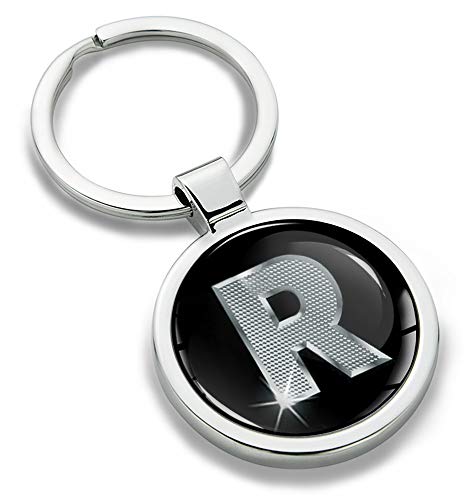 Biomar Labs® Schlüsselanhänger Buchstabe Metall Keyring Buchstaben Initialen Alphabet Autoschlüssel Geschenk Metall-Schlüsselanhänger Schlüsselbund Edelstahl Silber R, KK 18 von Biomar Labs