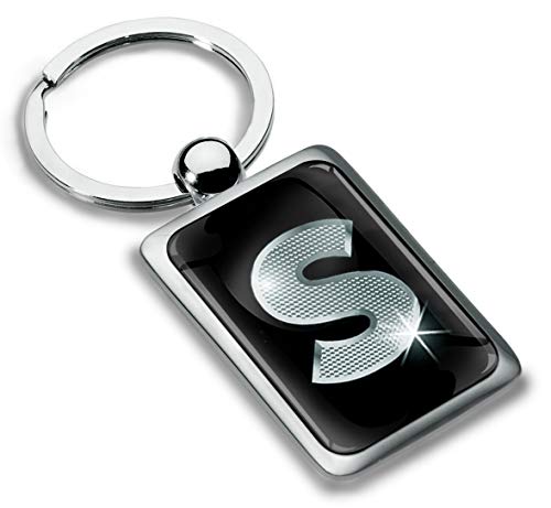 Biomar Labs® Schlüsselanhänger Buchstabe Metall Keyring Buchstaben Initialen Alphabet Autoschlüssel Geschenk Metall-Schlüsselanhänger Schlüsselbund Edelstahl Silber S, KK 97 von Biomar Labs