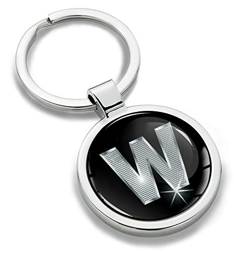 Biomar Labs® Schlüsselanhänger Buchstabe Metall Keyring Buchstaben Initialen Alphabet Autoschlüssel Geschenk Metall-Schlüsselanhänger Schlüsselbund Edelstahl Silber W, KK 23 von Biomar Labs