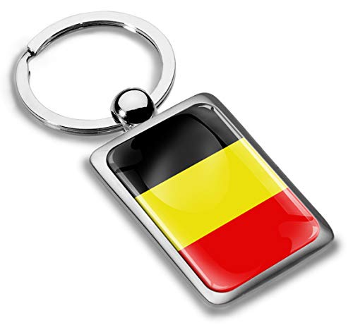 Biomar Labs® Schlüsselanhänger Metall Keyring Autoschlüssel Geschenk Metall-Schlüsselanhänger Schlüsselbund Edelstahl Belgien Flagge Belgium, KK 225 von Biomar Labs