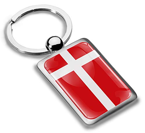 Biomar Labs® Schlüsselanhänger Metall Keyring Autoschlüssel Geschenk Metall-Schlüsselanhänger Schlüsselbund Edelstahl Dänemark Flagge Denmark, KK 237 von Biomar Labs