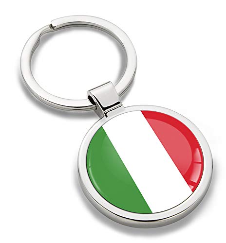 Biomar Labs® Schlüsselanhänger Metall Keyring Autoschlüssel Geschenk Metall-Schlüsselanhänger Schlüsselbund Edelstahl Italy Italien Italia Flagge KK 187 von Biomar Labs