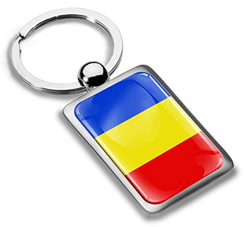 Biomar Labs® Schlüsselanhänger Metall Keyring Autoschlüssel Geschenk Metall-Schlüsselanhänger Schlüsselbund Edelstahl Rumänien Flagge Romania, KK 241 von Biomar Labs