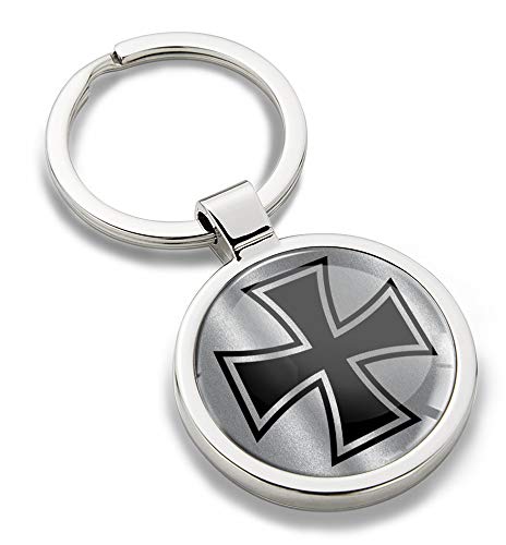 Biomar Labs® Schlüsselanhänger Metall Keyring Autoschlüssel mit Geschenkbox Geschenk Metall-Schlüsselanhänger Schlüsselbund Edelstahl Iron Cross Silber Eisernes Kreuz, KK 264 von Biomar Labs