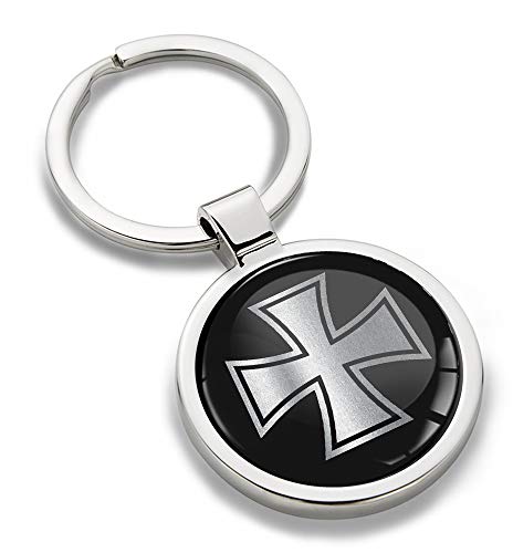 Biomar Labs® Schlüsselanhänger Metall Keyring Autoschlüssel mit Geschenkbox Geschenk Metall-Schlüsselanhänger Schlüsselbund Edelstahl Iron Cross Silber Eisernes Kreuz, KK 280 von Biomar Labs