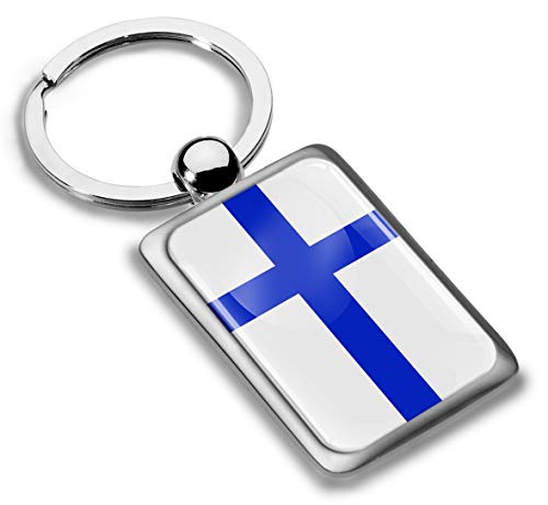 Biomar Labs® Schlüsselanhänger Metall Keyring mit Geschenkbox Autoschlüssel Geschenk Metall-Schlüsselanhänger Schlüsselbund Edelstahl Finnland Flagge Finnische Fahne Finland Flag KK 244 von Biomar Labs