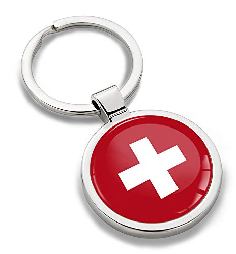 Biomar Labs® Schlüsselanhänger Metall Keyring mit Geschenkbox Autoschlüssel Geschenk Metall-Schlüsselanhänger Schlüsselbund Edelstahl Flagge Switzerland Schweiz Swiss KK 192 von Biomar Labs