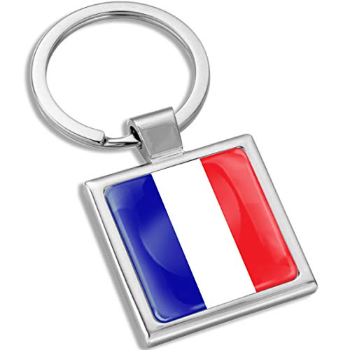 Biomar Labs® Schlüsselanhänger Metall Keyring mit Geschenkbox Autoschlüssel Geschenk Metall-Schlüsselanhänger Schlüsselbund Edelstahl Französische France Frankreich French Flagge Fahne KK 286 von Biomar Labs