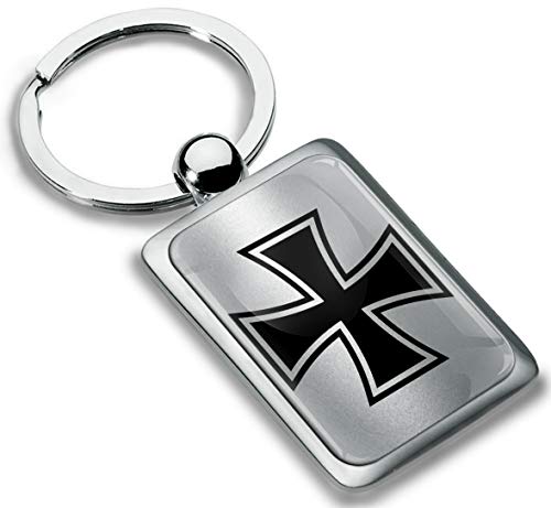 Biomar Labs® Schlüsselanhänger Metall Keyring mit Geschenkbox Autoschlüssel Geschenk Metall-Schlüsselanhänger Schlüsselbund Edelstahl Iron Cross Silber Eisernes Kreuz KK 274 von Biomar Labs