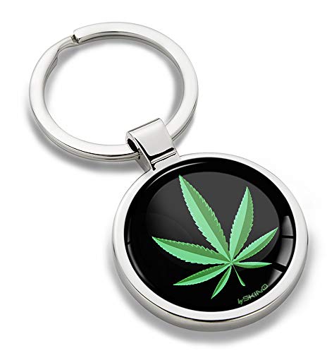 Biomar Labs® Schlüsselanhänger Metall Keyring mit Geschenkbox Autoschlüssel Geschenk Metall-Schlüsselanhänger Schlüsselbund Edelstahl Marijuana Marihuana Hemp Cannabis KK 157 von Biomar Labs