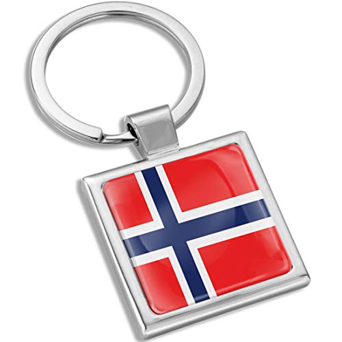 Biomar Labs® Schlüsselanhänger Metall Keyring mit Geschenkbox Autoschlüssel Geschenk Metall-Schlüsselanhänger Schlüsselbund Edelstahl Norwegen Norway Norwegisch Norwegian Flagge Fahne KK 289 von Biomar Labs