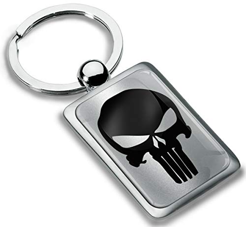 Biomar Labs® Schlüsselanhänger Metall Keyring mit Geschenkbox Autoschlüssel Geschenk Metall-Schlüsselanhänger Schlüsselbund Edelstahl Punisher Skull Schädel Totenkopf Silber KK 275 von Biomar Labs