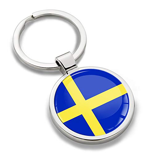 Biomar Labs® Schlüsselanhänger Metall Keyring mit Geschenkbox Autoschlüssel Geschenk Metall-Schlüsselanhänger Schlüsselbund Edelstahl Schweden Sweden Flagge KK 254 von Biomar Labs