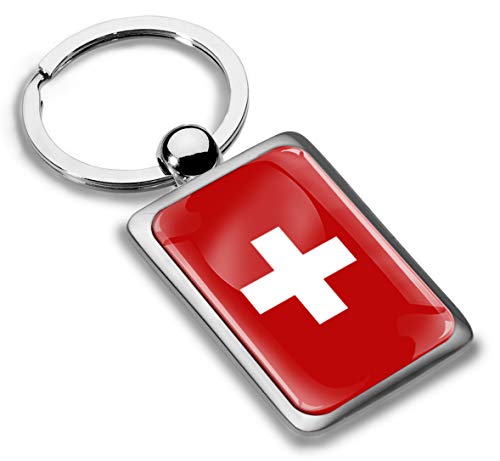 Biomar Labs® Schlüsselanhänger Metall Keyring mit Geschenkbox Autoschlüssel Geschenk Metall-Schlüsselanhänger Schlüsselbund Edelstahl Schweiz Flagge Switzerland, KK 240 von Biomar Labs