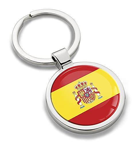 Biomar Labs® Schlüsselanhänger Metall Keyring mit Geschenkbox Autoschlüssel Geschenk Metall-Schlüsselanhänger Schlüsselbund Edelstahl Spanien Spain Flagge KK 191 von Biomar Labs